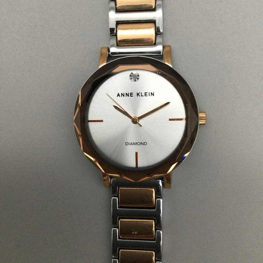 Anne Klein Womens Watch 32mm Two Tone Diamond Bracelet AK/3279 New Battery